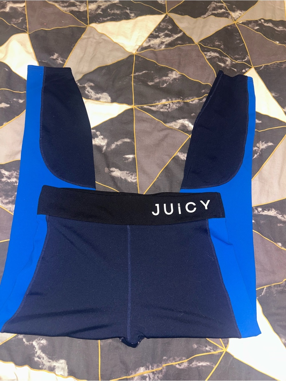 Juicy Couture Navy and Royal Blue Colorblock High-Waist Leggings